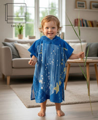 Kids Poncho Blue Fish