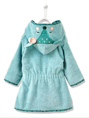 Deer Hooded Baby Bathrobe – Turquoise (Ages 9 Months to 3 Years)