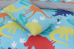 Kids Duvet Set with Flat Sheet with Pillow Cover Dinosor