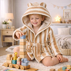 Kids Bathrobe Beige Stripe