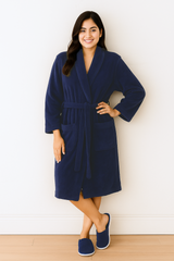 Bathrobe UniSex Set Navy Blue With Slipper