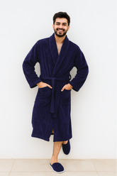 Bathrobe UniSex Set Navy Blue With Slipper