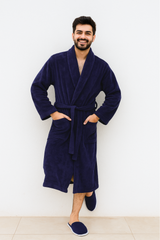Bathrobe UniSex Set Navy Blue With Slipper