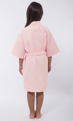 Kids Cotton Waffel Bathrobe Pink