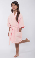 Kids Cotton Waffel Bathrobe Pink