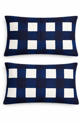 Navy Checkered Pillow Cover Set