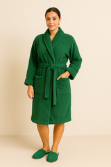 Unisex Bathrobe Green With Slipper