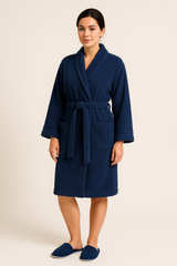 Unisex Bathrobe Blue With Slipper