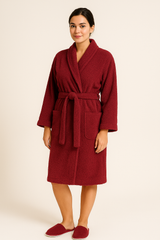 Unisex Bathrobe Red With Slipper