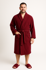 Unisex Bathrobe Red With Slipper