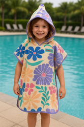 Kids Poncho Floral White