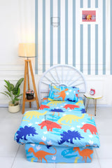 Kids Duvet Set with Flat Sheet with Pillow Cover Dinosor
