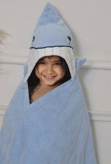 Kids Hooded Towel Blue Fish Hooded Towel