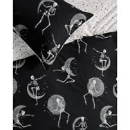 George Home Black Dancing Skeletons Reversible Duvet Set -