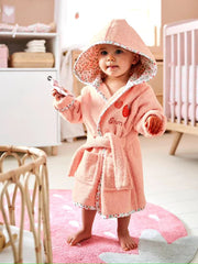 Strawberry Hooded Baby Bathrobe – Pink (Ages 9 Months to 3 Years)