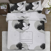 Kids Duvet Set with Flat Sheet with Pillow Cover Black Mickey