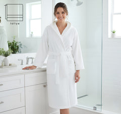 Velour Bathrobe White 100% Cotton