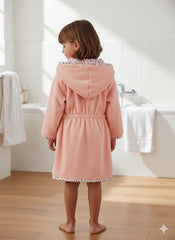 Strawberry Hooded Baby Bathrobe – Pink (Ages 9 Months to 3 Years)