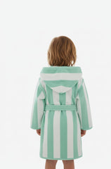 Green Stripe Hooded Baby Bathrobe – Orange (Ages 4 Years to 14y Years)