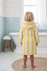 Yellow Stripe Hooded Baby Bathrobe – Yellow (Ages 4 Years to 14y Years)