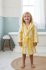 Yellow Stripe Hooded Baby Bathrobe – Yellow (Ages 4 Years to 14y Years)