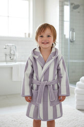 Purple Stripe Hooded Baby Bathrobe – Purple (Ages 4 Years to 14y Years)