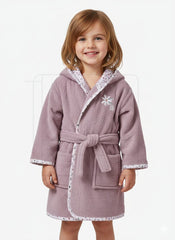 Bathrobe for Babies, Little Flowers - purple medium solid