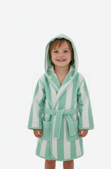 Green Stripe Hooded Baby Bathrobe – Orange (Ages 4 Years to 14y Years)