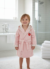 Strawberry Hooded Baby Bathrobe – Pink (Ages 9 Months to 3 Years)