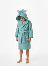 Deer Hooded Baby Bathrobe – Turquoise (Ages 9 Months to 3 Years)