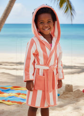 Orange Stripe Hooded Baby Bathrobe – Orange (Ages 4 Years to 14y Years)