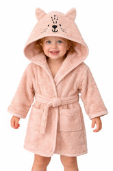 Kids Bathrobe Pink Rabbit Hooded