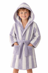 Kids Bathrobe Purple Stripe