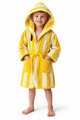 Kids Bathrobe Yellow Stripe