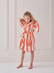 Orange Stripe Hooded Baby Bathrobe – Orange (Ages 4 Years to 14y Years)