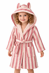 Kids Bathrobe Pink Stripe