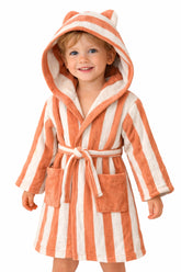 Kids Bathrobe Orange Stripe