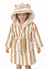 Kids Bathrobe Beige Stripe