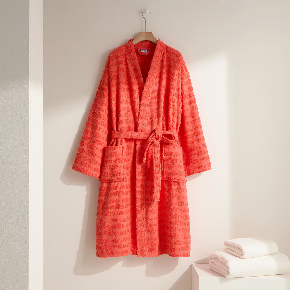 Mr & Mrs Velour  Bathrobe | Orange Color with Branded | for Men and Women