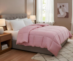 Soft Pink Quilted Comforter with Corner Tabs