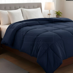 Soft Navy Blue Quilted Comforter with Corner Tabs