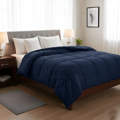 Soft Navy Blue Quilted Comforter with Corner Tabs