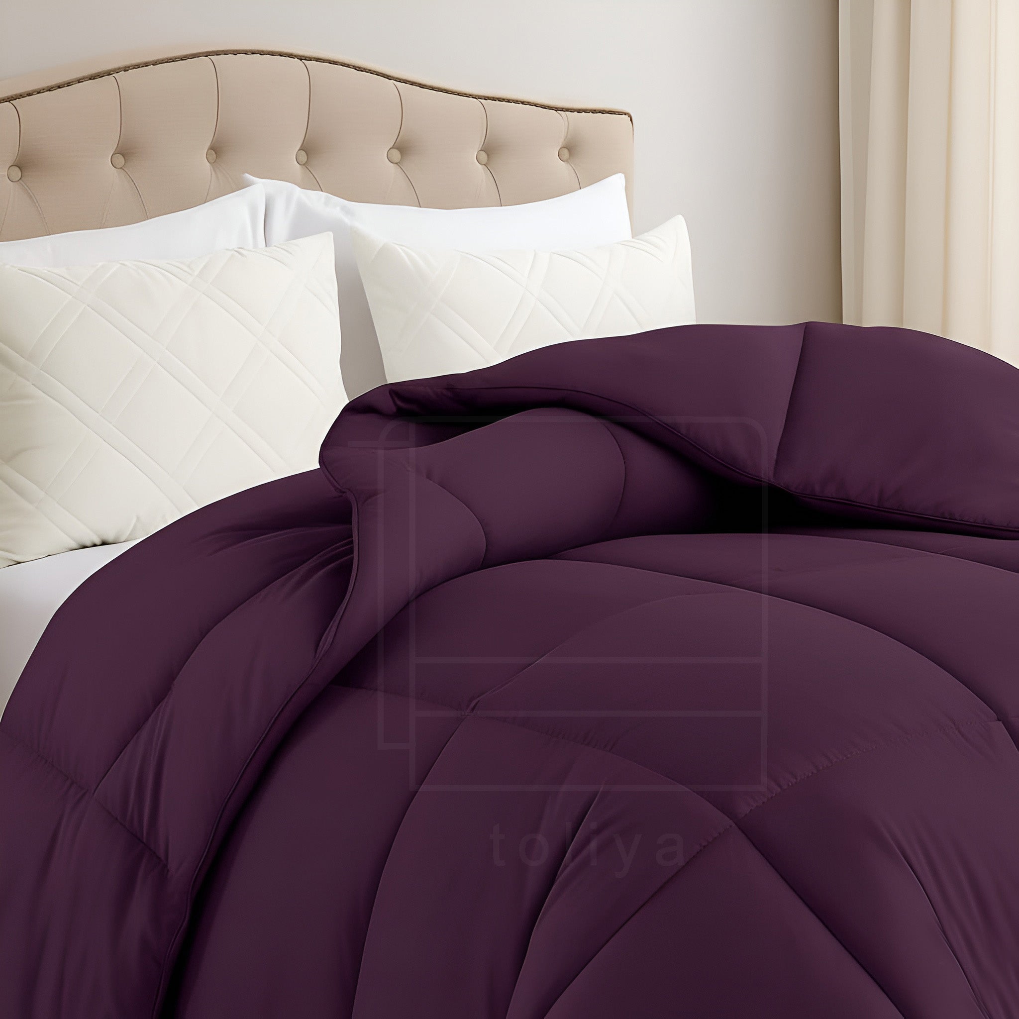 Soft Plum Quilted Comforter with Corner Tabs