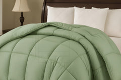 Soft Saga Green Quilted Comforter with Corner Tabs