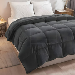 Soft Gray Quilted Comforter with Corner Tabs