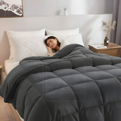 Soft Gray Quilted Comforter with Corner Tabs