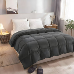 Soft Gray Quilted Comforter with Corner Tabs