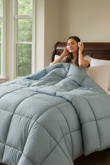 Soft Silver Quilted Comforter with Corner Tabs