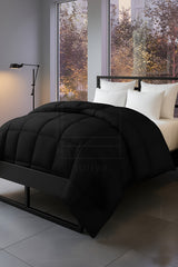 Soft Black Quilted Comforter with Corner Tabs