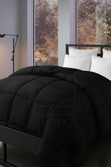 Soft Black Quilted Comforter with Corner Tabs